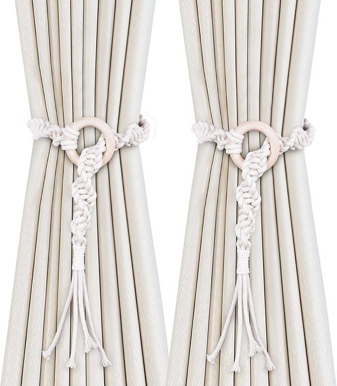 SRG Handmade Boho Curtain Tiebacks Hand Knitting Cotton Curtain Holdbacks by SRG