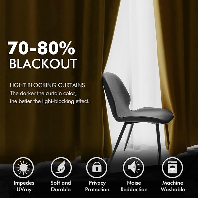 MIULEE Velvet Curtains Gold Elegant Grommet Curtains Fall Thermal Insulated - Image 4