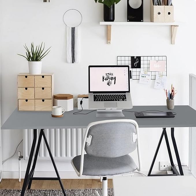 Kaboon 45.67"x23.62" Universal Table Top, Solid One-Piece Desktop, Reversible Melamine Countertop, Double Desks, L-Desk DIY,Gray
