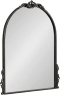 Kate and Laurel Myrcelle Traditional Arched Mirror; 21 x 26; Antique Black; Decorative Arch Vintage Mirror with Ornate Garland Detailing Along The Crown and Edges of The Frame