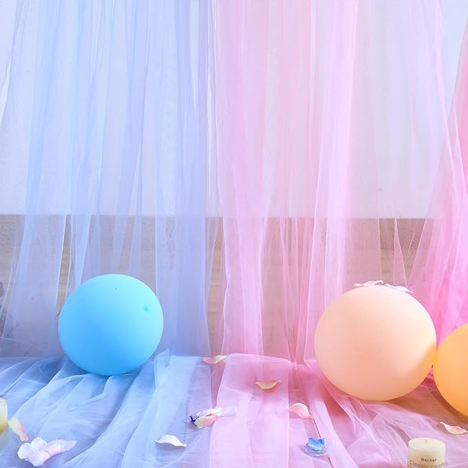 Pink and Blue Backdrop Curtain for Gender Reveal Girl and Boy Party Sheer Tulle - Image 5