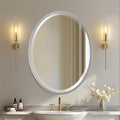 OVALCREST - Oval Wooden Beveled Wall Mirror for Home Decor, Bathroom, Vanity, Bedroom, Living Room, Hallway - London Style (Silver Spray) 21.1 x 25.1