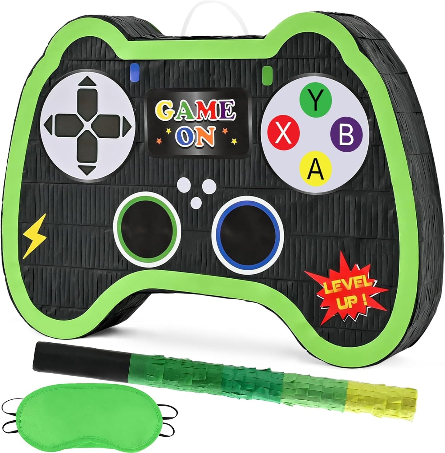 WERNNSAI Video Game Controller Piñata - Game Party Supplies Piñata Bundle with Blindfold and Bat for Boys Kids Gaming Theme Birthday Party Game Carnival Activity Decorations (15.7" x 12.2" x 3.1")