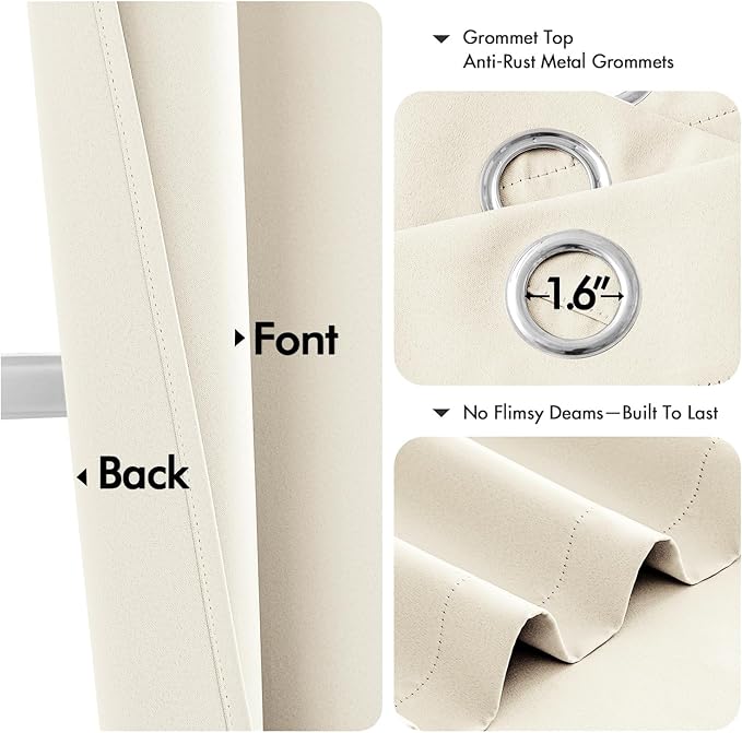 MIULEE Birch Blackout Curtains for Bedroom Living Room 54 Inches Long 2 Panels - Image 4
