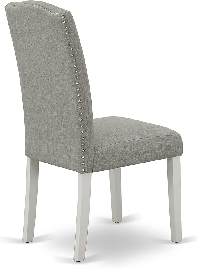 East West Furniture X097EN206-7 7 Piece Dining Room Table Set Consist of a Rectangle Kitchen Table with X-Legs and 6 Dark Shitake Linen Fabric Parson Dining Chairs, 40x72 Inch, Multi-Color