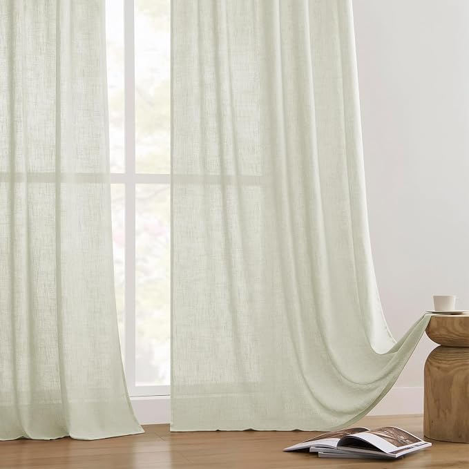 Joydeco Linen Curtains 72 Inch Length 2 Panel Sets, Light Filtering Curtains - Image 8