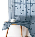 HOMEIDEAS Stone Blue Floral Sheer Curtains 96 Inches Long 2 Panels Embroidered by HOMEIDEAS