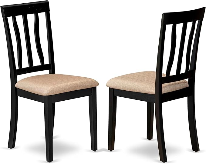 East West Furniture QUAN7-BCH-C 7 Piece Dining Room Furniture Set Consist of a Rectangle Kitchen Table with Butterfly Leaf and 6 Linen Fabric Upholstered Chairs, 40x78 Inch, Black & Cherry
