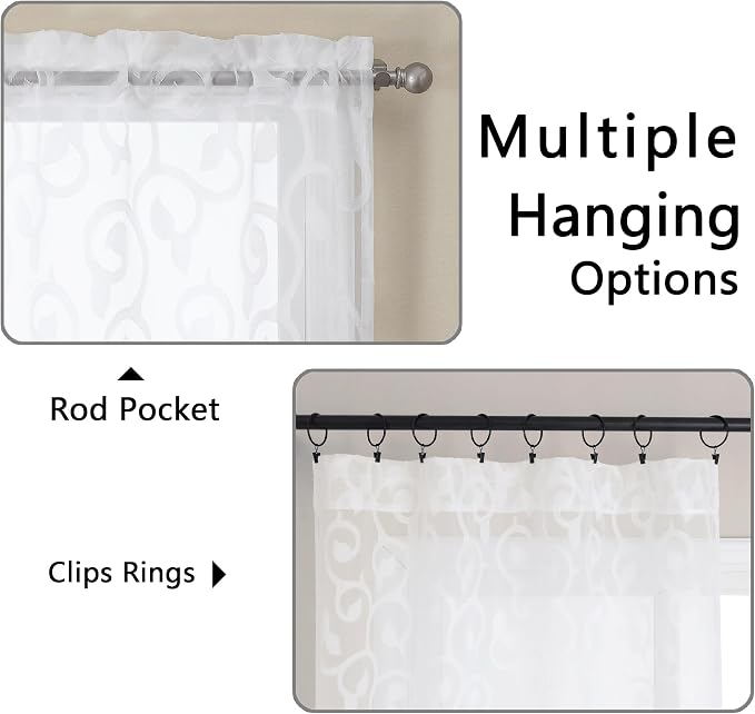 OWENIE Furman Extra Long Sheer White Curtains 96 inches Long - Image 4