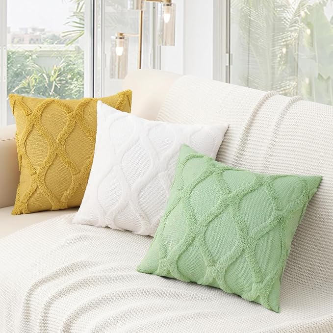 decorUhome Throw Pillow Covers 16x16 Inch Set of 2, Soft Plush Faux Fur Wool Sage Green Couch Pillow Covers, Decorative Neutral Pillow Cases for Bed Sofa Living Room Home Decor