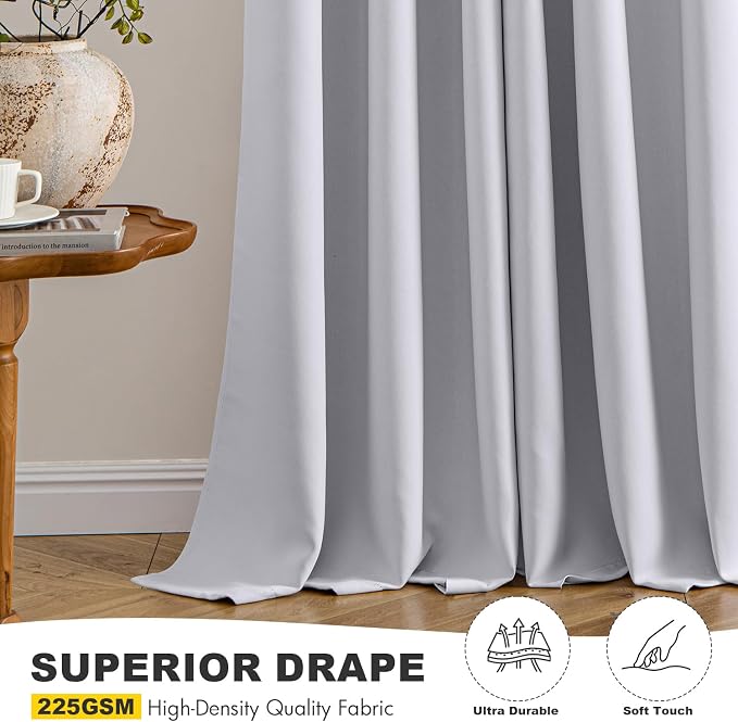MIULEE Greyish White Blackout Curtains - Image 5