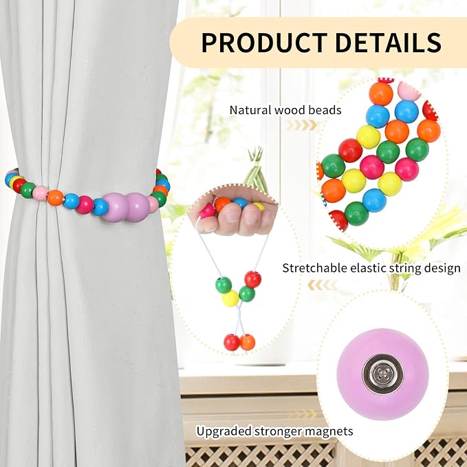 KLOGTSIND Magnetic Curtain Tiebacks, 2 Pack Curtain Holdbacks - Image 5