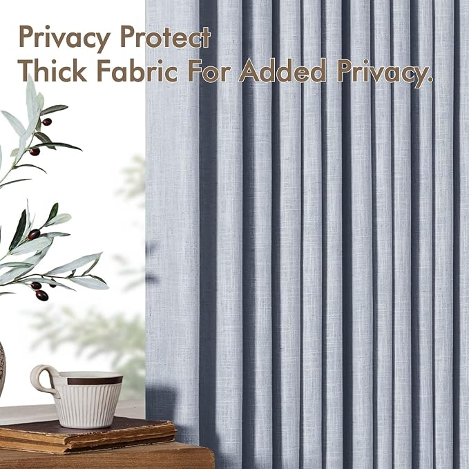 MIULEE Pinch Pleated Thick Linen Curtains 90 Inches Long 2 Panels - Image 7
