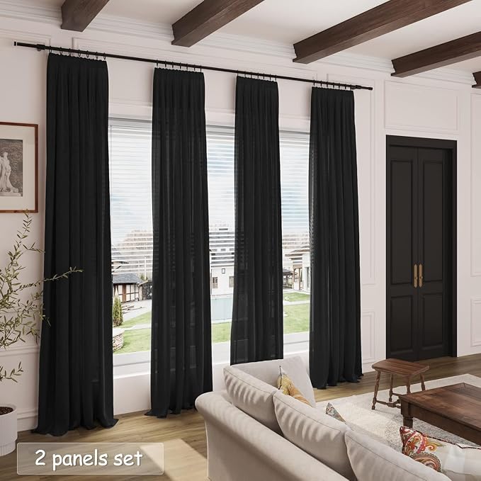 Nanspring Black Linen Curtains 90 Inches Long - Image 6