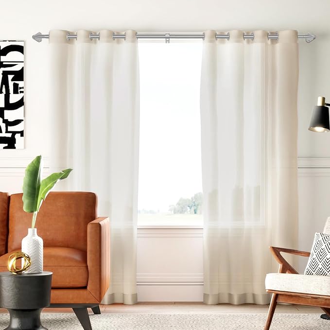 GXOACKJ Silver Curtain Rods for Windows 28 to 60 inch, 5/8 inch Adjustable Wrap - Image 6