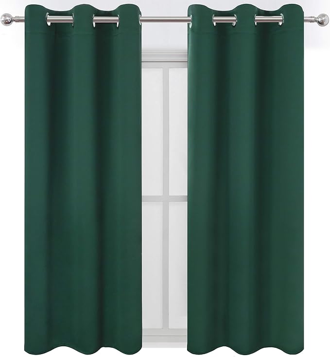 LEMOMO Green Blackout Curtains 34 x 63 Inch Length/Set of 2 Curtain - Image 2