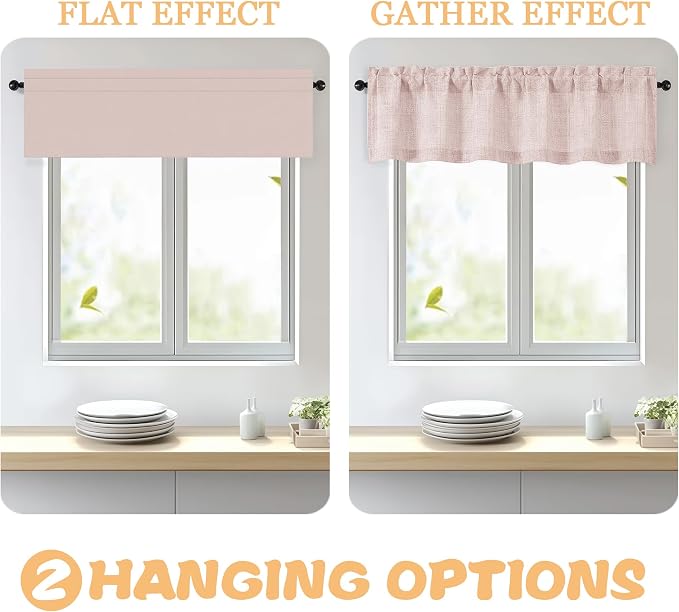 OWENIE Blush Pink Valances for Windows 1 Pcs, Light Filtering Textured - Image 5