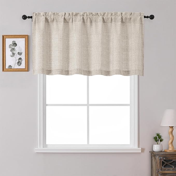 OWENIE Linen Valances for Windows 1 Pcs 24 Inch Length, Light Filtering by OWENIE