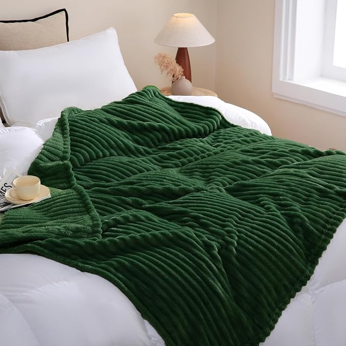 Green Fleece Throw Blanket 108”×90” - Image 2