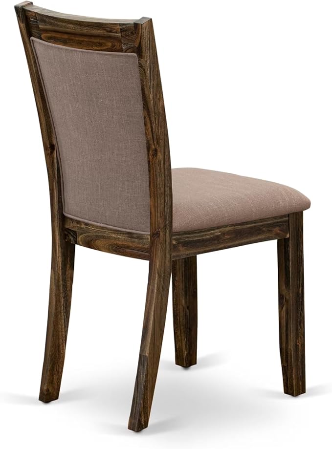 East West Furniture V727MZ748-6 6 Piece Dinette Set Contains a Rectangle Dining Room Table with V-Legs and 4 Coffee Linen Fabric Parson Chairs with a Bench, 40x72 Inch, Multi-Color
