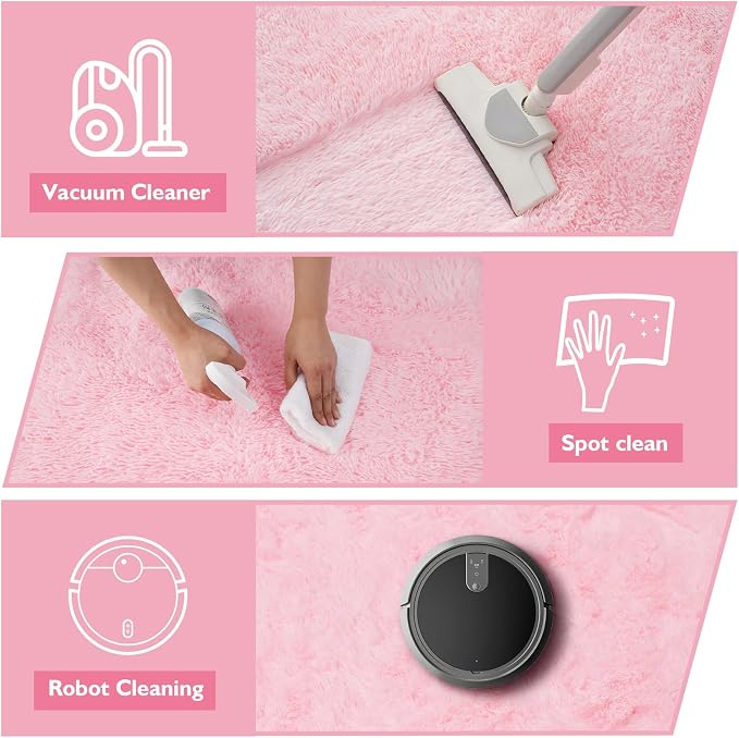 8x10 Fluffy Area Rugs for Living Room, Shag Area Rug for Bedroom, Soft Pink - Image 6