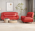 Container Furniture Direct Michael Modern Faux Leather Upholstered Stainless Steel Legs Living Room Sofa, Chair, Red