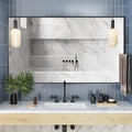 55x36 Inch Black Bathroom Mirror for Wall, Aluminum Frame Rectangle Rectangular Vanity Mirror, Modern Large for Bedroom, Living Room, Horizontal or Vertical