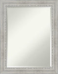 Amanti Art White Bathroom Mirror for Over Sink, 29x23 Rustic White Wash Rectangle Vanity Mirror, Medium Rustic Farmhouse Wood Frame, Hangs Horizonally and Vertically, Bathroom Wall Decor, Beveled Edge