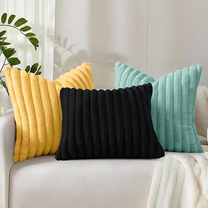 decorUhome Summer Cozy Faux Fur Throw Pillow Covers 18x18 Set of 2 Decorative - Image 8