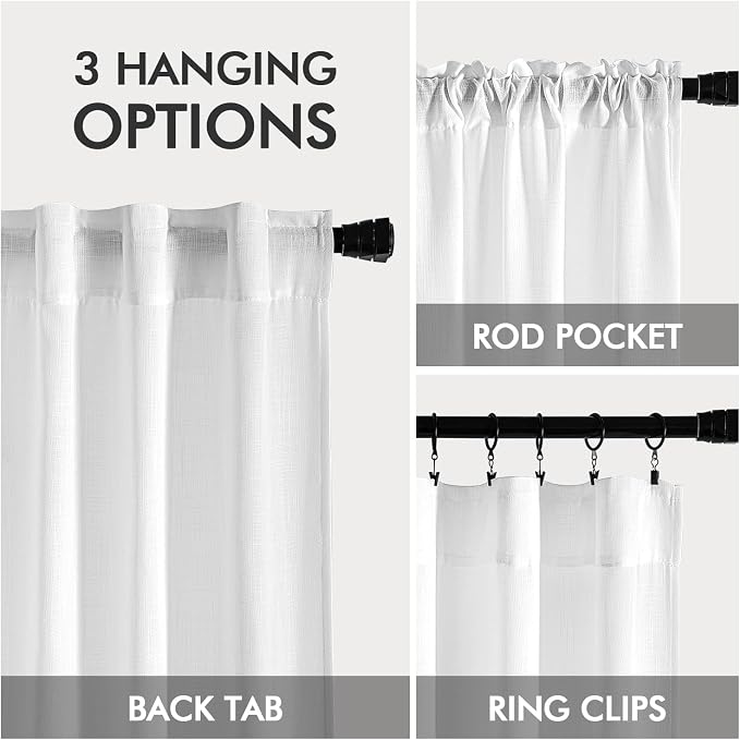 MIULEE White Linen Curtains 120 Inches Long 2 Panels - Image 3