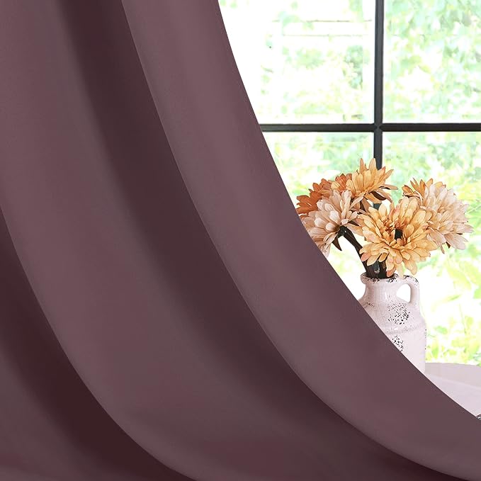 NICETOWN Room Darkening Draperies Window Curtain Panels, Dry Rose, 2 Panels - Image 6