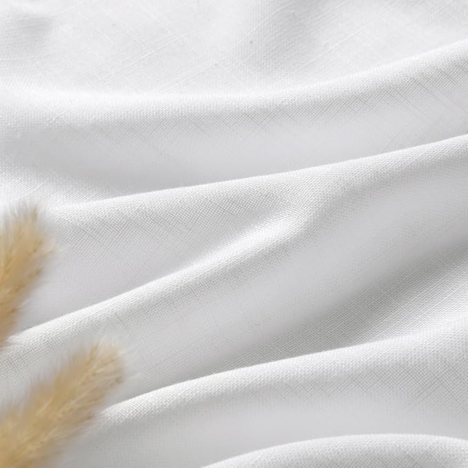 Nanspring White Kitchen Curtains 36 Inch Length Set 2 Panel Back Tab Pocket - Image 5