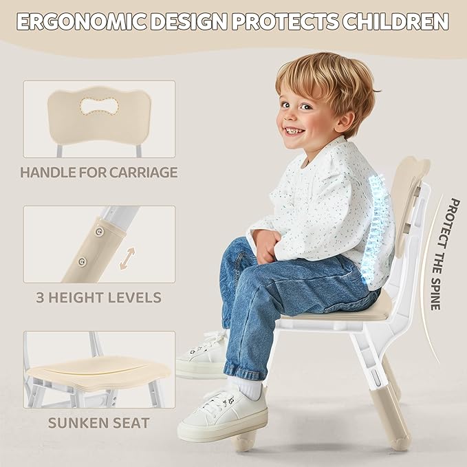 Adjustable Kids Table & Chairs Set for Ages 3-8 | 31.5"x23.6" Easy-Clean Activity Table | Meets ASTM/CPSC Standards for Daycare, Homeschool & Playroom (Natural-Wood, 2 Chairs)