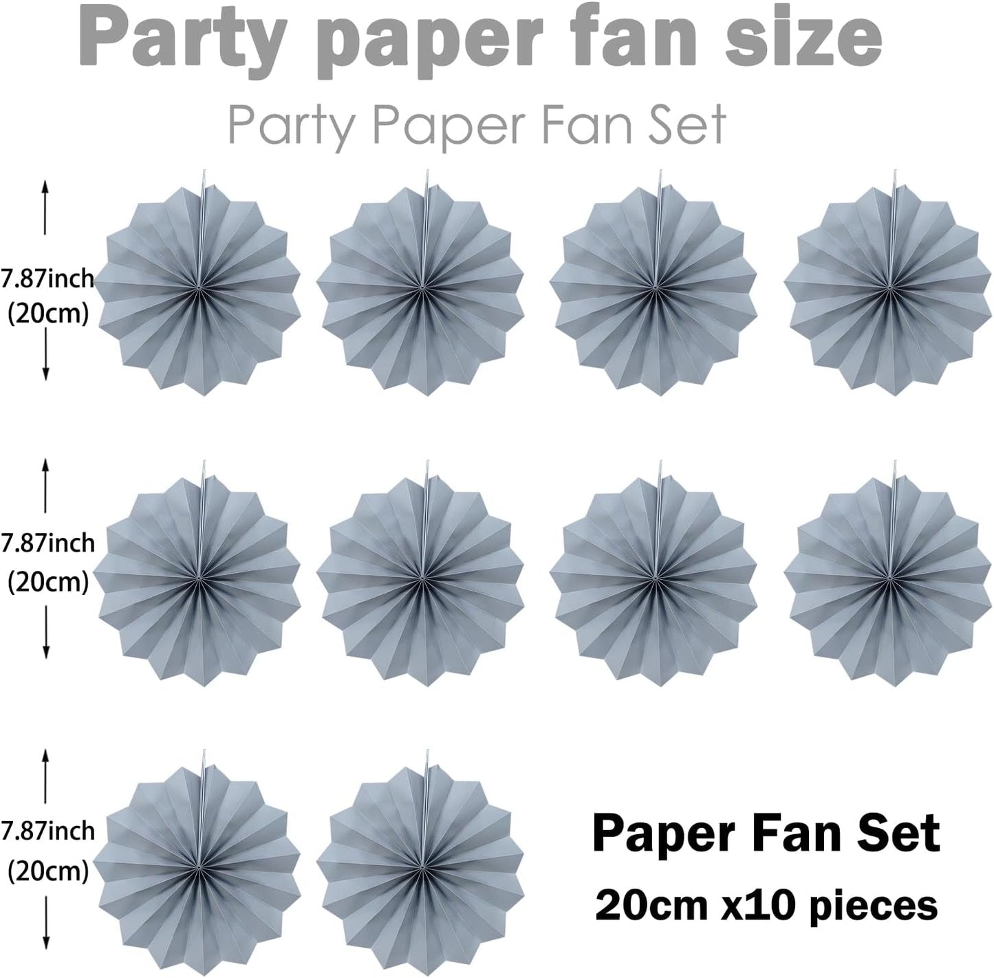Gray Party Decorations,Wedding Decorations for Party Events Accessories,Anniversary Decorations,Birthday Decorations for Men,8in Hanging Paper Fans 30 Color DIY Set(Gray)