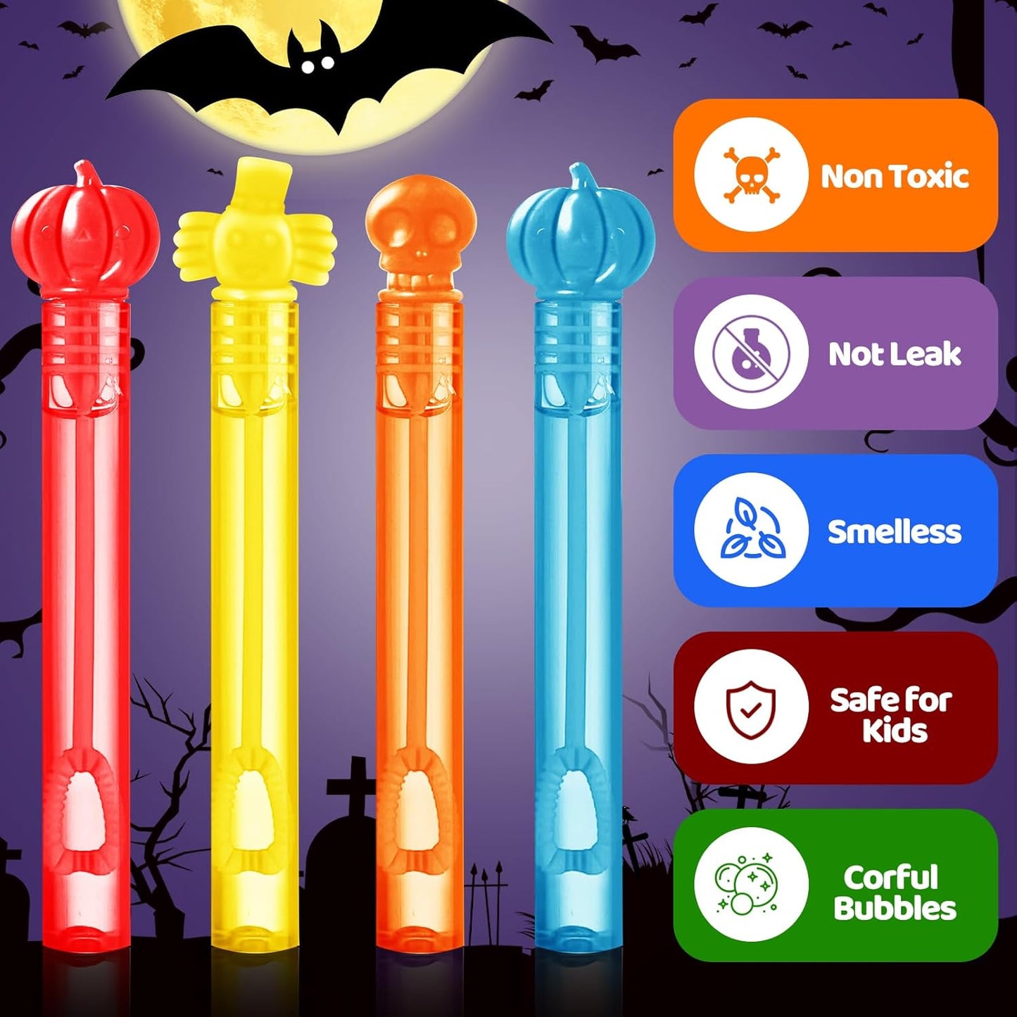 80PCS Halloween Mini Bubble Wands Party Favor for Kids, Bubble Wands Bulk, Bulk Halloween Party Favors for Pinata Fillers, Classroom Rewards, Goodie Bag Stuffers,Halloween Gifts for Boys Girls Age 3+