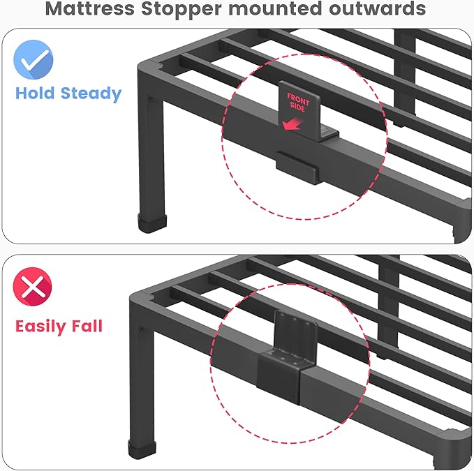 18 Inch California King Size Metal Platform Bed Frame with Round Corners, Storage Space Under High Bed Frame-Heavy Duty Steel Slats Support, Noise Free - Easy Assembly - No Box Spring Needed