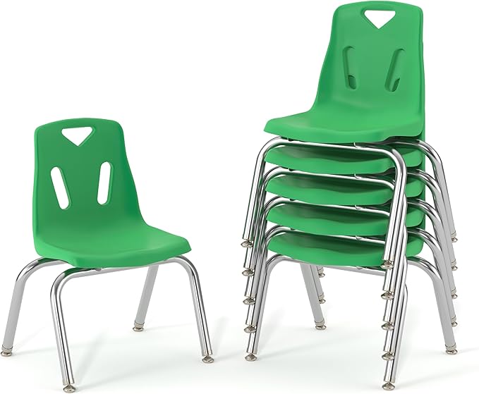 Berries Jonti-Craft 8148JC6119 Stacking Chairs with Chrome-Plated Legs, 18" Height, Green, Pack of 6