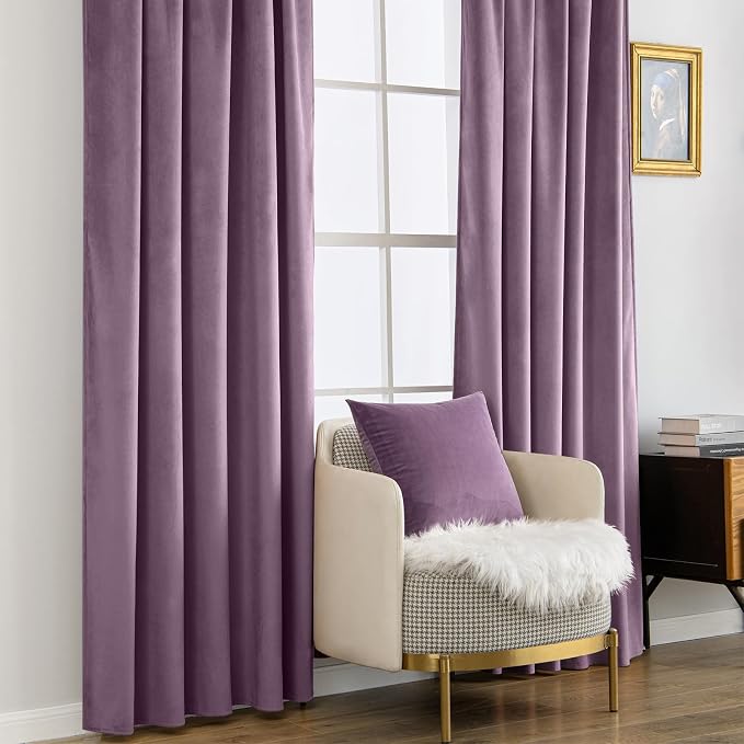 MIULEE Lavender Velvet Curtains 90 inches - Image 7