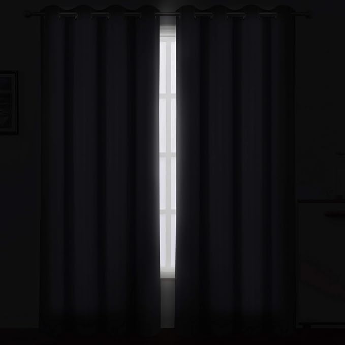 LEMOMO Blackout Curtains 66 x 95 inch/Grey Curtains Set of 2 Panels/Thermal - Image 3