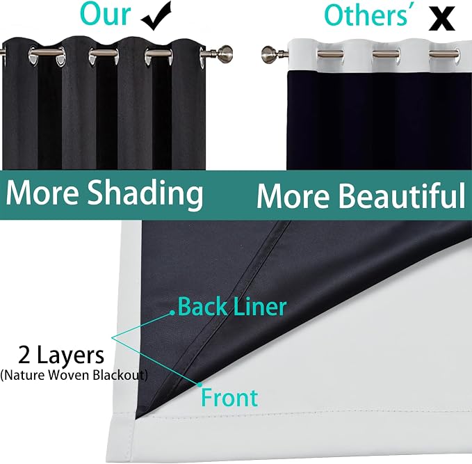 Yakamok 100% Blackout Curtains 84 Inches Long, 2 Thick Layers Heat and Full - Image 5