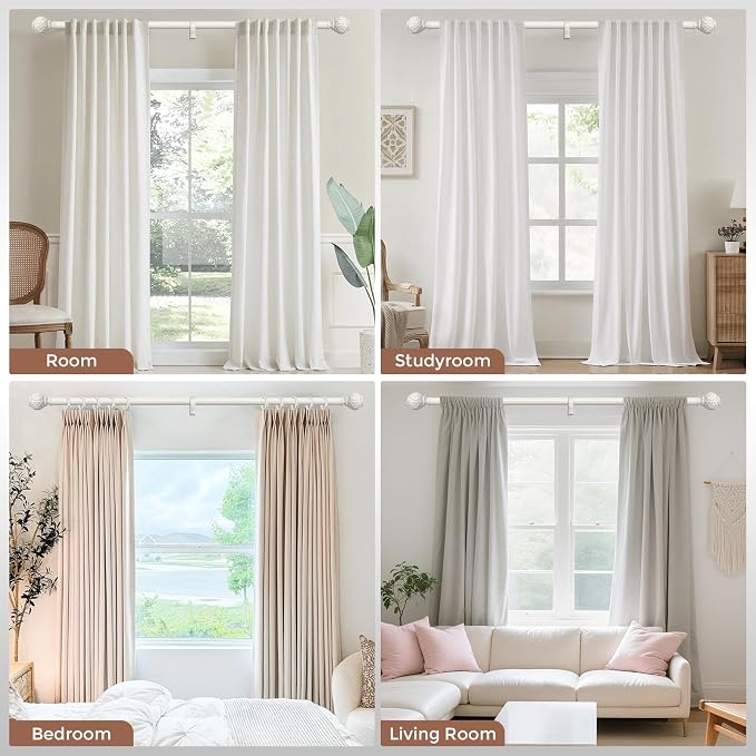 Antique White Curtain Rods for Windows 30 to 56 Inch, Adjustable Vintage - Image 2