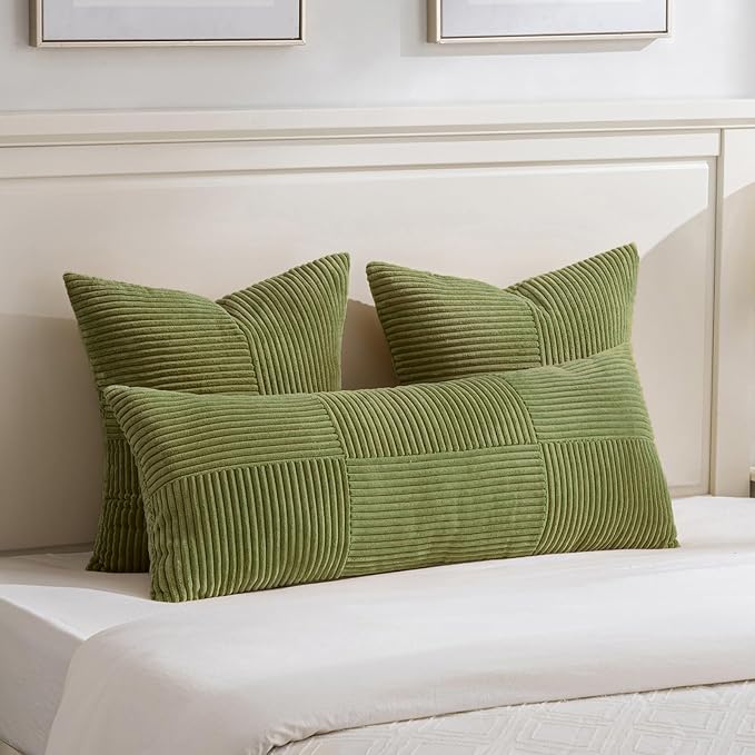 Fancy Homi 2 Packs Moss Green Big Decorative Throw Pillow Covers 24x24 Inch - Image 5