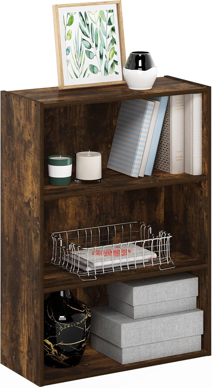 Furinno Pasir 3-Tier Open Shelf Bookcase, Amber Pine