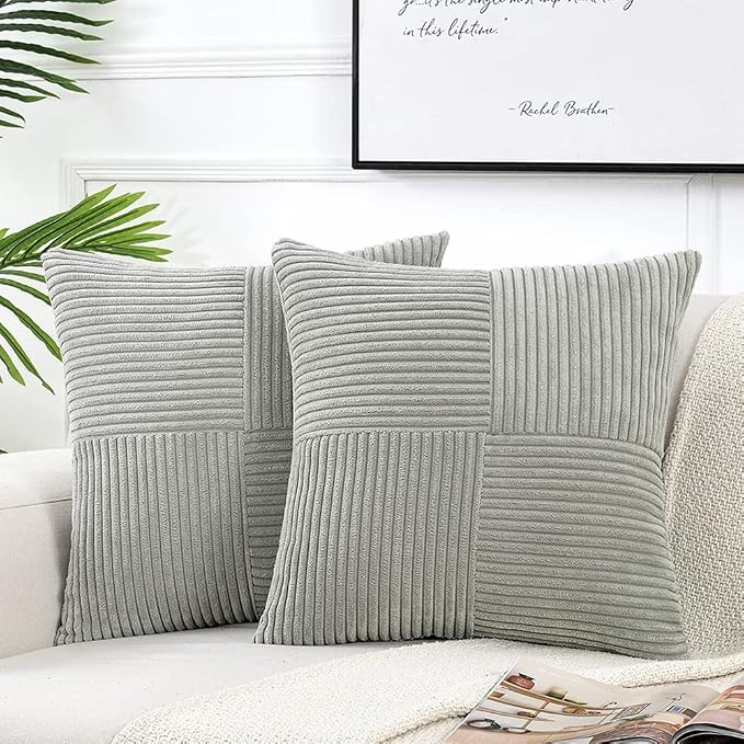 Fancy Homi 2 Packs Grey Decorative Throw Pillow Covers 16x16 Inch by Fancy+Homi