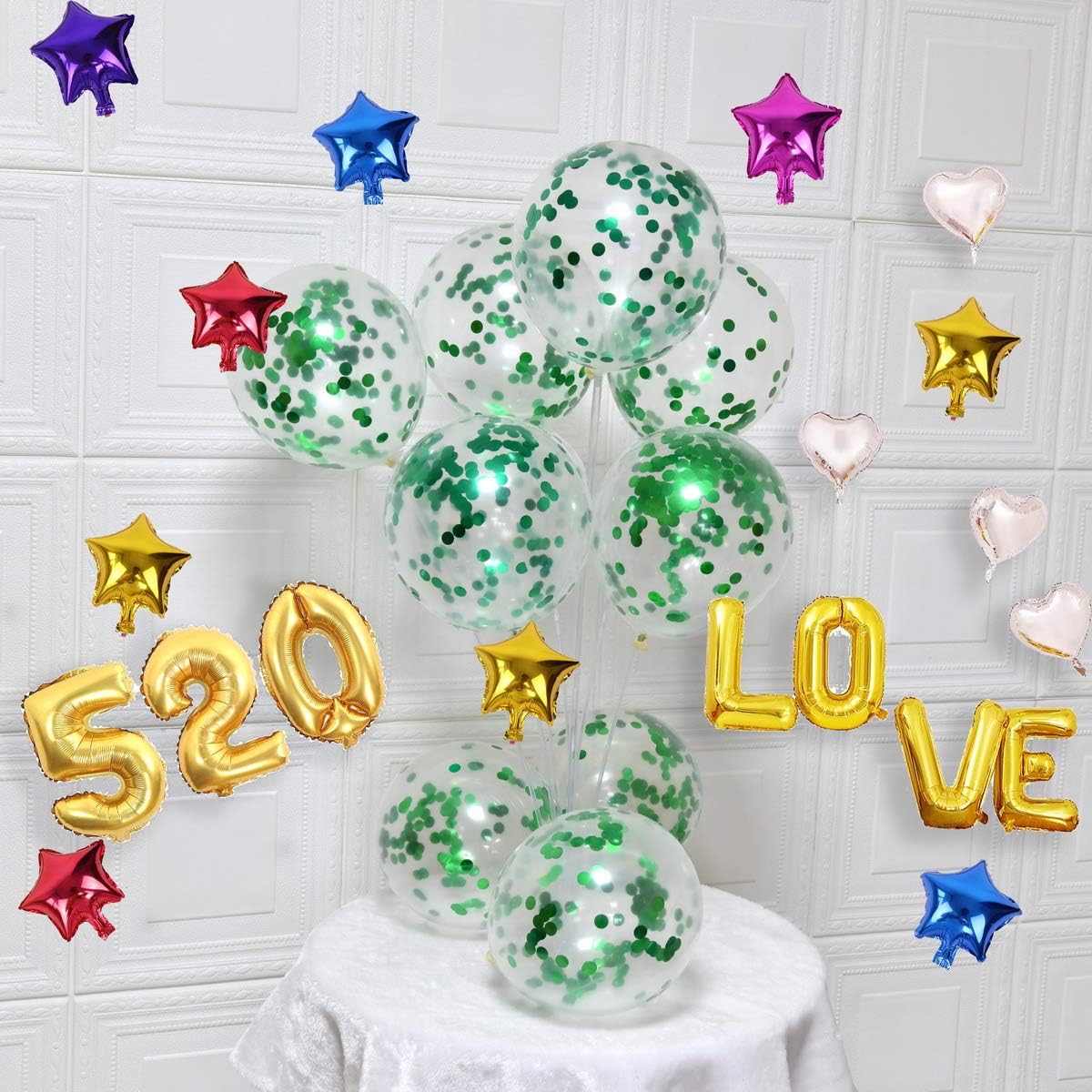 Green Confetti Balloons 12 inch, 50 Pcs Clear Balloon with Green Confetti for Graduation Birthday Wedding Baby Shower Christmas Party Decorations