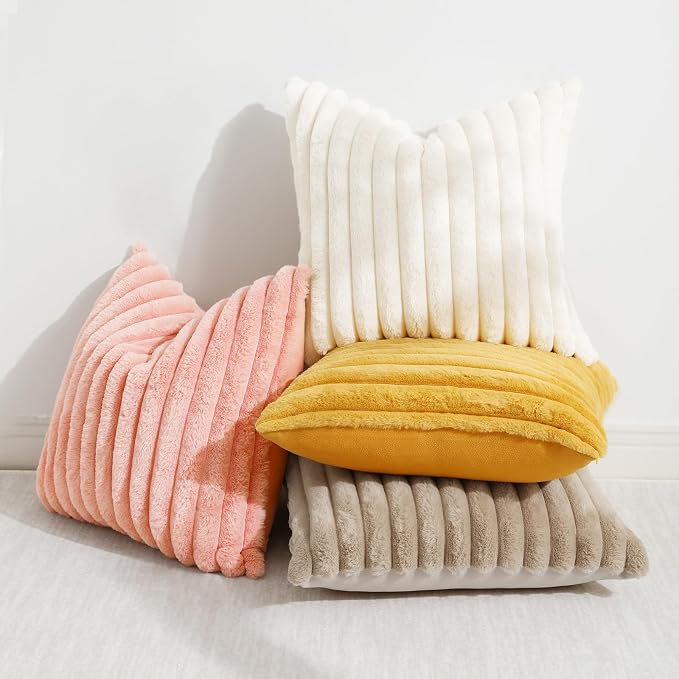decorUhome Summer Cozy Faux Fur Throw Pillow Covers 12x20 Set of 2 Decorative - Image 6