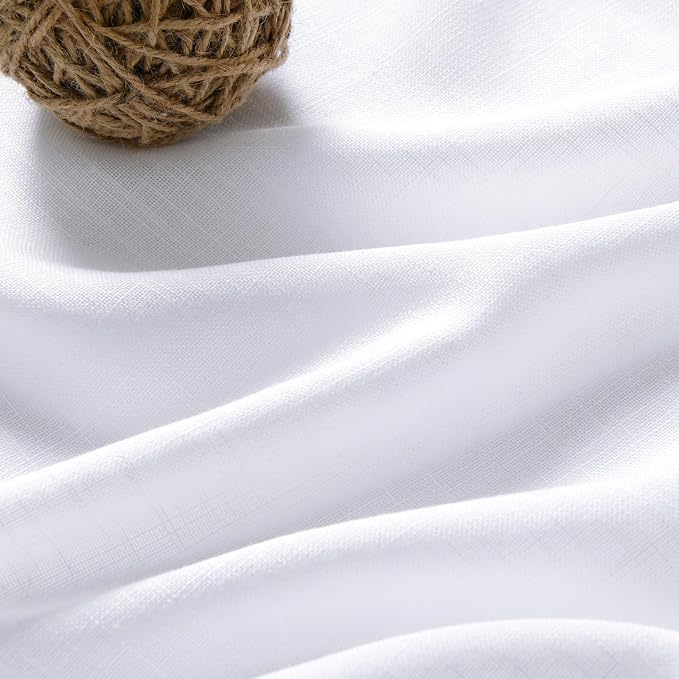 Nanspring Snow White Linen Curtains 84 Inch Length 2 Panels Set - Image 4