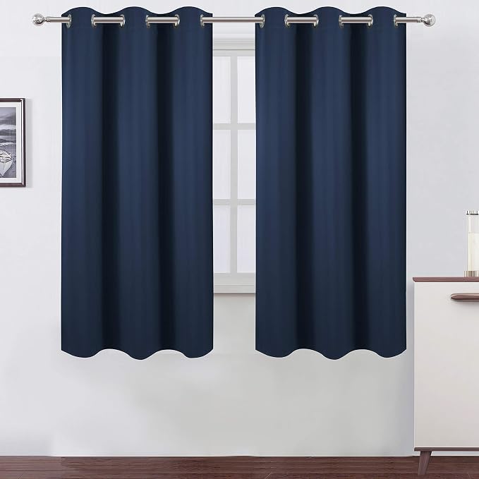LEMOMO Navy Blue Blackout Curtains 40 x 63 Inch Length/Set of 2 Curtain by Lemomo