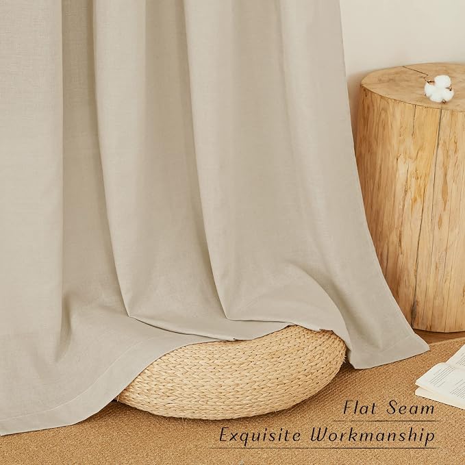 NICETOWN Linen with Polyester Curtains 72 inch Length 2 Panels, Grommet Privacy - Image 7