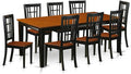East West Furniture QUNI9-BCH-W 9 Piece Dining Room Table Set Includes a Rectangle Kitchen Table with Butterfly Leaf and 8 Dining Chairs, 40x78 Inch, Black & Cherry